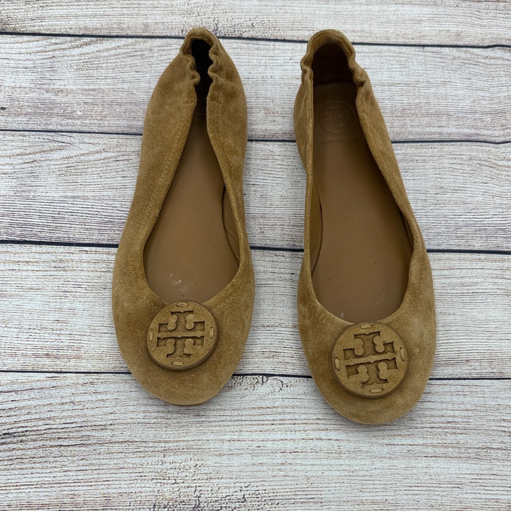 Tory Burch Camel Suede Loafers